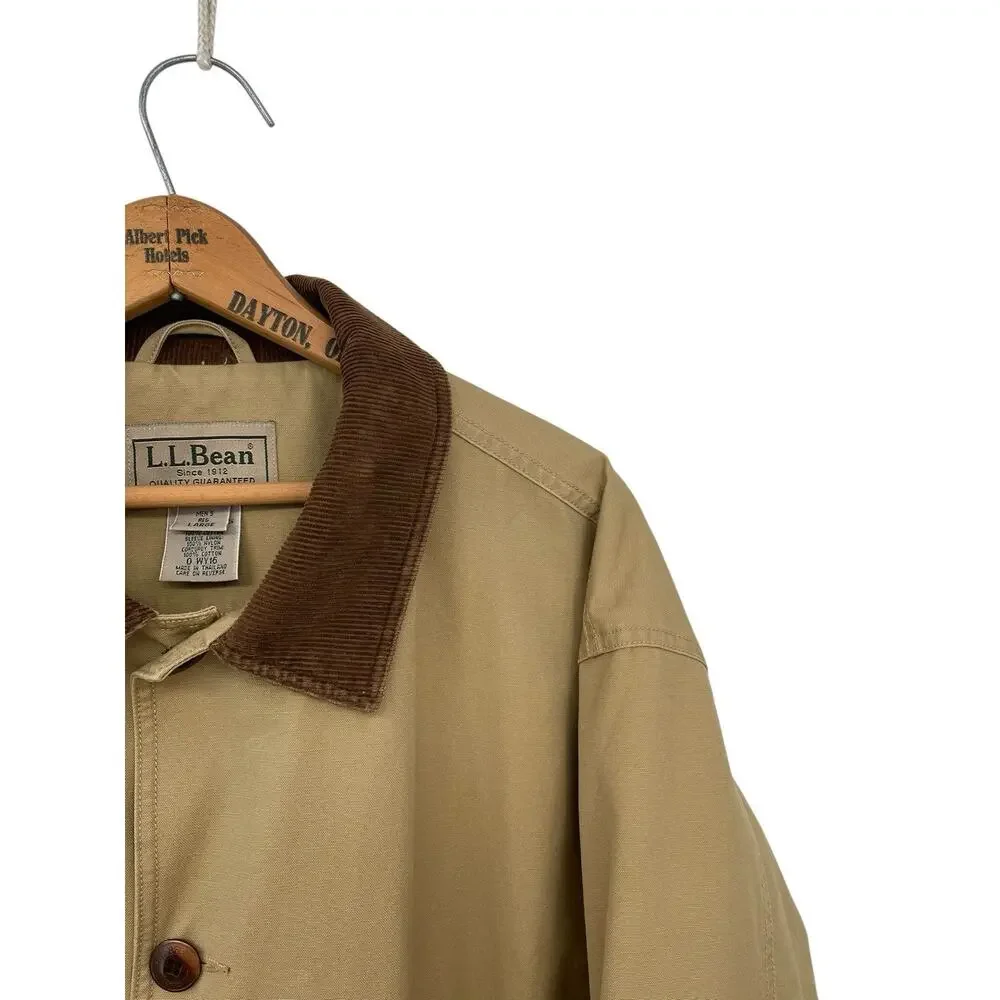 Vintage LL Bean Chore Barn Coat Corduroy Collar Flannel Lined Men’s Size Large